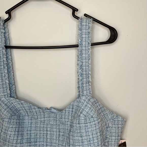 Guess Emily Sky Blue Tweed Plaid Cropped Bustier Top Size XLarge NWT - Picture 7 of 16